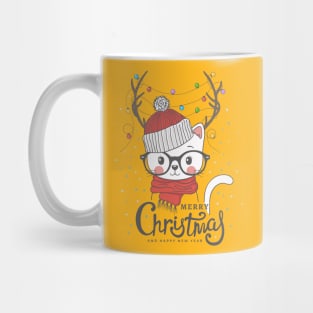 Little Cat with deer horns, merry christmas Mug